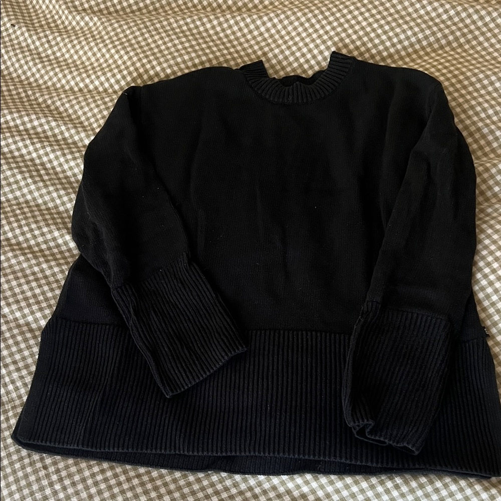Gap Split Hem Black Sweater Crewneck 100% cotton